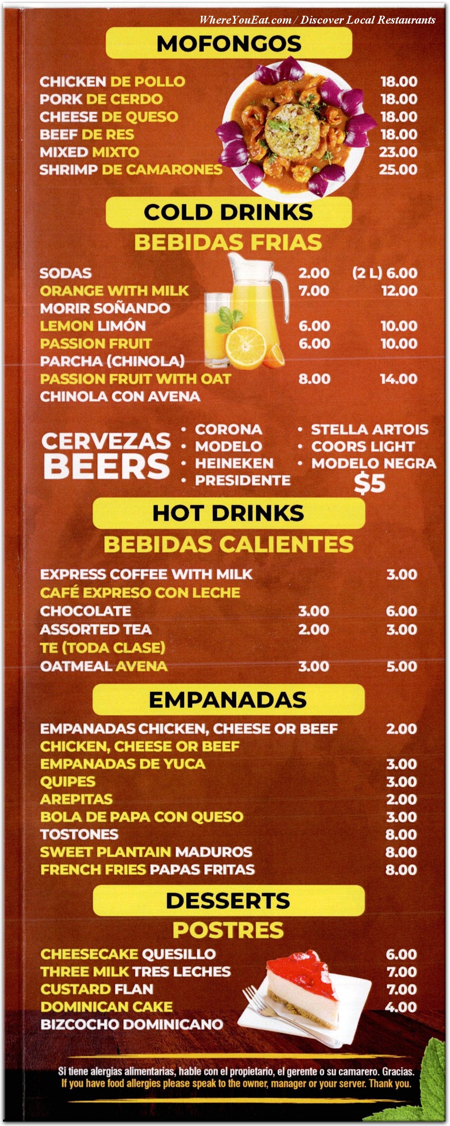 menu